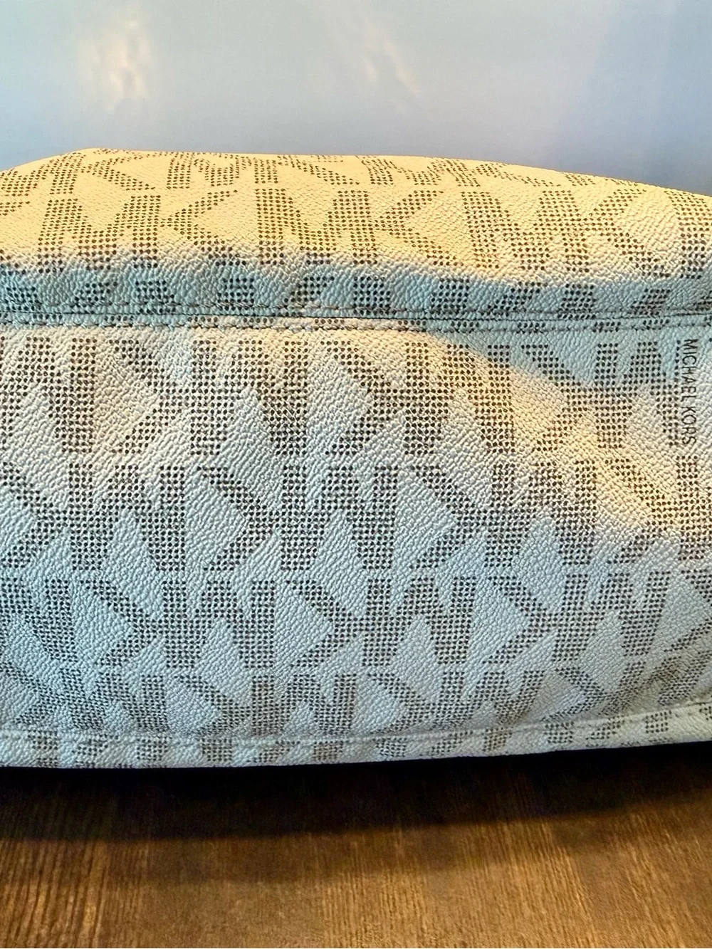 Michael Kors Beige MK Logo Tote with Gold Hardware